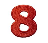 Catch the Patch Numero 8 Rosso Toppa Termoadesiva Numeri 4,9 x 3,9 cm per Bambini Adulti con Nome Iniziali Monogramma Personalizzato, Decorazioni Squadra Uniforme Maglia Calcio Jersey