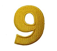 Catch the Patch Numero 9 Giallo Toppa Termoadesiva Numeri 4,9 x 3,8 cm per Bambini Adulti con Nome Iniziali Monogramma Personalizzato, Decorazioni Squadra Uniforme Maglia Calcio Jersey