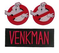 Catch the Patch Peter Venkman Patch Termoadesivi Set di 3 per Adulti con Collezione Acchiappafantasmi Film Vintage Originale, Ecto-1 Proton Pack Slimer Fan Dettaglio Autentico