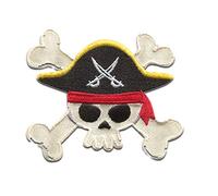 Catch the Patch Pirata Logo Patch Termoadesivo 5,9 x 6,9 cm per Bambini con Caraibi Tesoro Vintage Originale, Toppe Adesive Cucire Vestiti Festa Compleanno