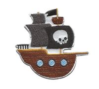Catch the Patch Pirata Nave Patch Termoadesivo 7,2 x 6,9 cm per Bambini con Caraibi Tesoro Vintage Originale, Toppe Adesive Cucire Vestiti Festa Compleanno