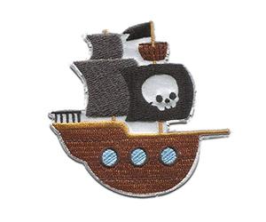 Catch the Patch Pirata Nave Patch Termoadesivo 7,2 x 6,9 cm per Bambini con Caraibi Tesoro Vintage Originale, Toppe Adesive Cucire Vestiti Festa Compleanno