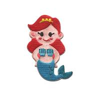 Catch the Patch Sirena Rossa Skull Spiaggia Patch Termoadesivo 6,4 x 4,3 cm per Adulti con Teschio Heavy Metal Rock, Toppe Adesive Cucire Vestiti Lavoretti Regalo