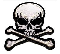 Catch the Patch Teschio Biker Patch Termoadesivo 6,3 x 7,2 cm per Adulti con Skull Vintage Edgy Statement, Toppe Adesive Cucire Vestiti Lavoretti Regalo