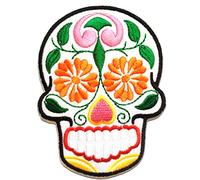 Catch the Patch Teschio Fiore Patch Termoadesivo 7,1 x 9,4 cm per Adulti con Skull Vintage Edgy Statement, Toppe Adesive Cucire Vestiti Lavoretti Regalo