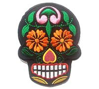 Catch the Patch Teschio Fiore Patch Termoadesivo 7,1 x 9,4 cm per Adulti con Skull Vintage Edgy Statement, Toppe Adesive Cucire Vestiti Lavoretti Regalo