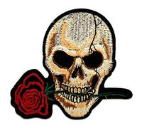Catch the Patch Teschio Rosa Patch Termoadesivo 8,4 x 7,5 cm per Adulti con Skull Vintage Edgy Statement, Toppe Adesive Cucire Vestiti Lavoretti Regalo