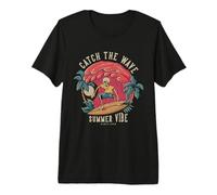 Catch The Wave Surf Good Vibes Surfing Surfbrett Surfboard Maglietta Premium