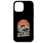 Catch Waves Not Worries Turtle Surf Retro Sea Custodia per iPhone 12 Pro Max
