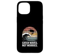 Catch Waves Not Worries Turtle Surf Retro Sea Custodia per iPhone 15