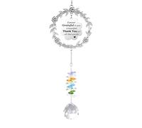 Catchers di luce di cri-stallo Ornamento di foglie di fiori con parole di messaggio di ringraziamento incise per decorazioni da appendere per interni ed esterni, porte, patio, giardino