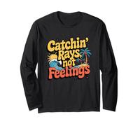 Catching Rays Feelings Camicia Retro Beach Summer Waves Palms Maglia a Manica