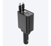 CATCHLUCK Caricatore da auto 4 in 1, 87 W, super ricarica rapida con cavo retrattile (80 cm), girevole a 180°, indicatore di tensione, PD45 W QC4.0 per Huawei/Xiaomi/Oppo/iPhone 16/Galaxy S25