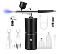 CATCHLUCK Kit per aerografo con compressore, 48 psi, ricaricabile, senza fili, senza fili, ad alta pressione, con ugello da 0,3 mm e spazzola per la pulizia, pistola portatile per nail art, trucco