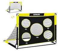 CATCHLUCK Porta da calcio per giardino e bambini, porta da calcio 2 in 1, porta da calcio pop up con braccio e borsa per il trasporto, chiodi da terra