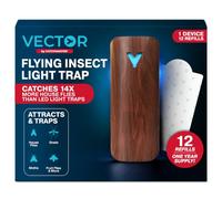 Catchmaster Vector 9 - Trappola per moscerini e moscerini, con venature del | Silenzioso cattura insetti con luce UV per cucine e piante; 12 trappole adesive per interni ultra adesive incluse