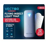 Catchmaster Vector - Trappola per insetti volanti con 9 luci UV, silenziosa, per interni e moscerini, moscerini e falene, facile da installare e pulire, con 12 ricariche per colla