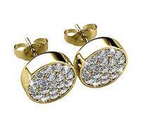 Cate & Chloe Nelly - Orecchini a perno in oro bianco 18 carati, con pietra pavé e cristallo rotondo