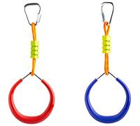 Cateam Ninja slackline Accessori - Anelli per ginnastica multicolor Set di 2 con moschettoni - Anelli per scimmia per percorso ad ostacoli nel cortile
