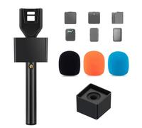 CaTeFo Adattatore palmare per microfono DJI e mini rode, supporto per microfono per intervista, con vite da 1/4, schiuma e bandiera per microfono per Vlog