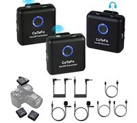 CaTeFo Star200 T2 - Sistema di microfono lavalier wireless a doppio canale, 2,4 GHz, piccolo microfono omnidirezionale per smartphone, audio, video, vlog, YouTube, Facebook, registrazione dal vivo
