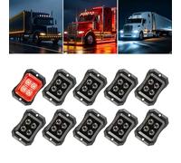 Catekro 10× Luci Ingombro LED 12V-24V, A Doppia Fila 4 LED per Auto Rosso | Luci Ingombro Camper Ripetitori Laterali a Filo Indicatori Laterali, Impermeabile, Lente Fumé, per Camion, Camper, Furgone