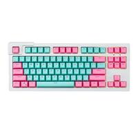 Catekro Copritasti PBT, set di 104 tasti standard a doppio caldo, profilo OEM, copritasti traslucidi per tastiera meccanica fai da te (ciano + rosa)