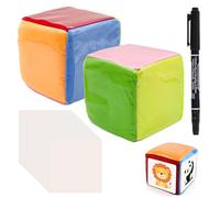 CATELL 2 Pezzi Dadi Di Schiuma, Cubi con Tasche Trasparenti a 6 Sfaccettato con 36 Carte Vuote 1 Penna 10 cm Colorato Dado Gigante per Scuola Materna Asilo Scuola Materna Apprendimento Precoce