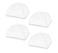 CATELL 4 Pezzi Coprivivande a Rete Pieghevole Anti Insetti, Copertura Alimentare Pieghevoli Riutilizzabili Retine Copri Alimenti 32x32cm per Cibo Barbecue Frutta Campeggio Picnic (Bianco)