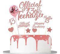 Catelves Decorazione glitterata per il 13° compleanno, ragazza adolescente, topper per 13° compleanno, ragazzo, ragazza ufficiale, decorazione per torta 13° compleanno, cupcake Toppers Hello 13, 13°