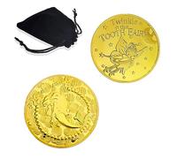 Catelves Fata dei denti, monete d'oro, regalo per ragazze e ragazzi, 2 pezzi, fata dei denti, monete d'oro con tasche, monete d'oro, per bambini, regali per bambini