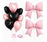 Catelves Set di palloncini con fiocco, rosa e nero, 12 pezzi