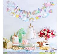 Catelves Striscione con unicorno, Happy Birthday, ghirlanda di compleanno, decorazione di compleanno con unicorno, ghirlanda di compleanno