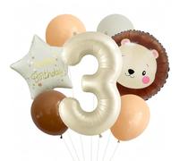 Catelves Wild One - Set di 8 palloncini decorativi per il terzo compleanno, motivo: leone della giungla, 81 cm, numero 3, per 3° compleanno, per ragazzi e ragazze, decorazione di compleanno, accessori