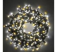 Catena 15mt serie 300 luci Led Bianco ghiaccio+caldo per albero Natale esterno