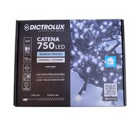 Catena 750 led bianco freddo per uso interno esterno 15mt led 8 giochi di luce