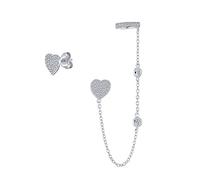 Catena A Forma Di Cuore Cartilage Ear Cuff Avvolgere Orecchino Pave CZ Stud Helix Orecchino Stud Set .925 Argento