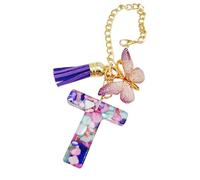 Catena a forma di lettera con decorazione a forma di con farfalla e , portachiavi moderno e alla con iniziale, gioiello per bottiglia d'acqua per lo shopping all'aperto o come