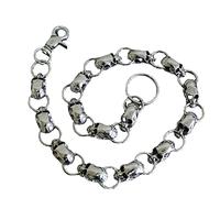 Catena a maglia con teschi e teschi di Halloween, vintage, con ciondolo a forma di teschio, gioielli punk per jeans, con chiusura a gancio, per cintura, portafoglio, catene per uomo, motociclista