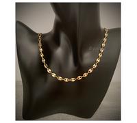 Catena a Maglie Chicco di Caffè 45 CM X 5 MM Placcato Oro 18 Nuovo Gioielli Da