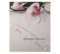 Catena a Maglie Chicco di Caffè 50cm Argento 925/1000 Nuovo Etichetta Gioielli