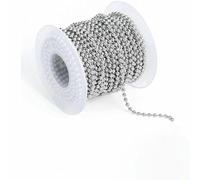 Catena a perline in acciaio inossidabile da 5 m, catena a sfere da 1,5/2/2,5/3,0 mm con 50 connettori regolabili abbinati per la creazione di gioielli con portachiavi - BIANCO - Catena a sfere da 2,
