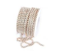 Catena a tazza con strass in vetro per abbigliamento e cucito, con base in rosso AB, SS4.5-SS18 (1.5mm-4.5mm), argento/oro, KC Gold Crystal, SS16 (4.0mm), confezione da 5 yard.