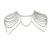Catena A Tracolla con Strass di Perle NICENEEDED, Catena di Imbracatura Da Spalla In Cristallo Da Sposa, Catena per Il Corpo con Nappe Bling Accessorio per Catena per Bikini Da Festa In Gioielli Delic