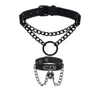 Catena Ad Anelli In 1 Pezzo, Braccialetto Con Lucchetto A Forma Di Cuore In 1 Pezzo, Collare Ad Anello In Pelle, Catena Clavicola Punk Personalizzata, Collare Regolabile E Cinturino Da Polso