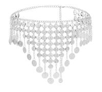 Catena alla moda con nappe a moneta in vita, lunghezza regolabile, per donne, feste e casual, 19cm x 13cm x 1cm, Metallo