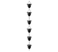 Catena antipioggia a forma di ghianda, catena per grondaia, ornamento da giardino, placcato antiruggine, decorazione da giardino in metallo, per decorazione interna ed esterna, colore nero