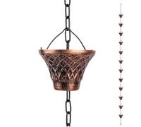 Catena antipioggia in rame, decorazione per esterni, guida 'acqua in rame, catena resistente per grondaie, case, giardini, previene l'erosione del suolo e migliora l'estetica esterna