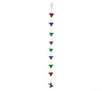 Catena antipioggia per drenaggio grondaia, cesto di fiori deviatori d'acqua per esterni giardino decorativo downspout con lunghezza 142 cm, ciondolo in metallo a vento in rosso, blu, verde