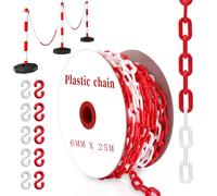 CATENA BARRIERA PLASTICA 25M INTERCETTAZIONE BIANCO E ROSSO PER SICUREZZA ESTERN